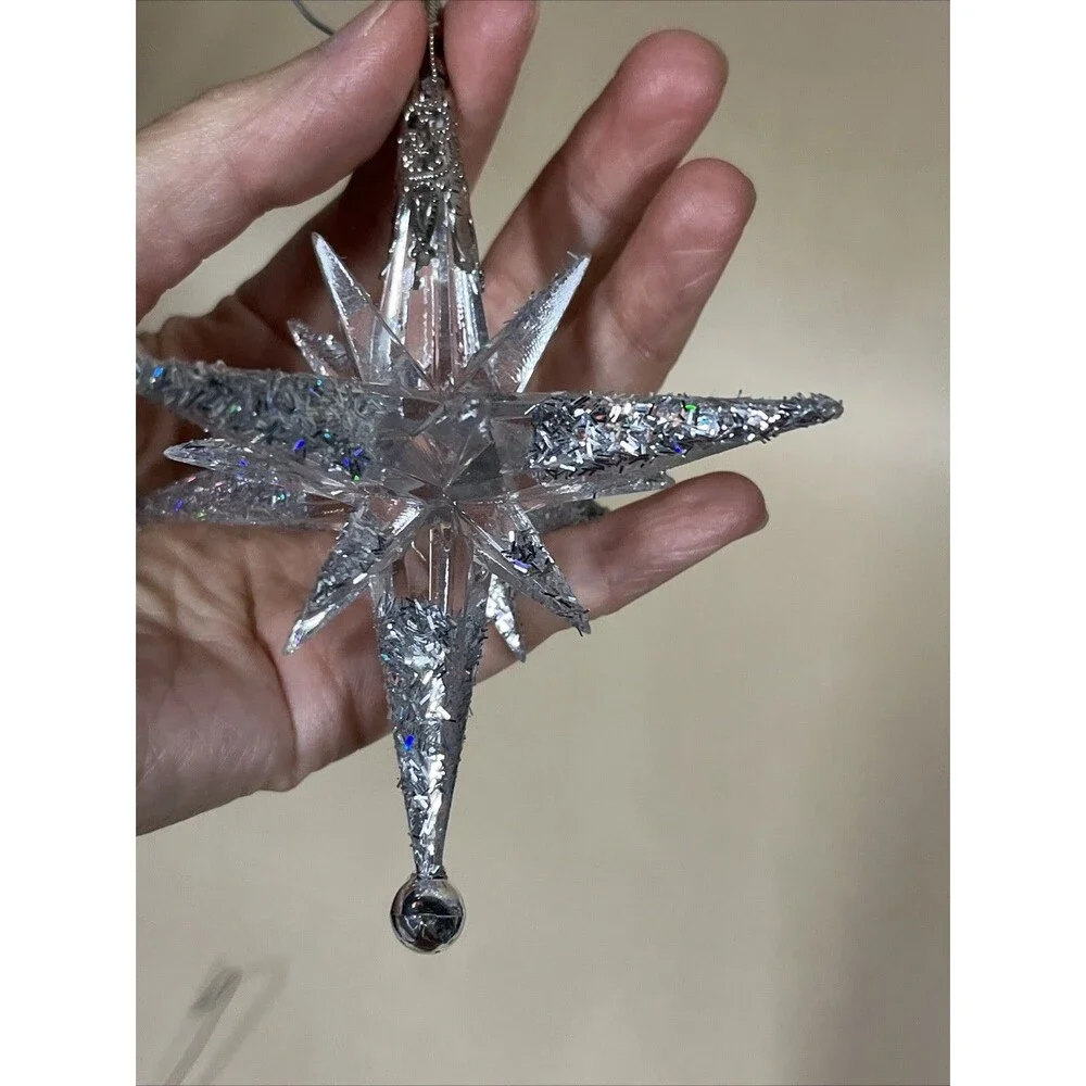 VTG 5pcs‎ Various Christmas Snowflake  Hanging Ornament Acrylic/ Beads Rare